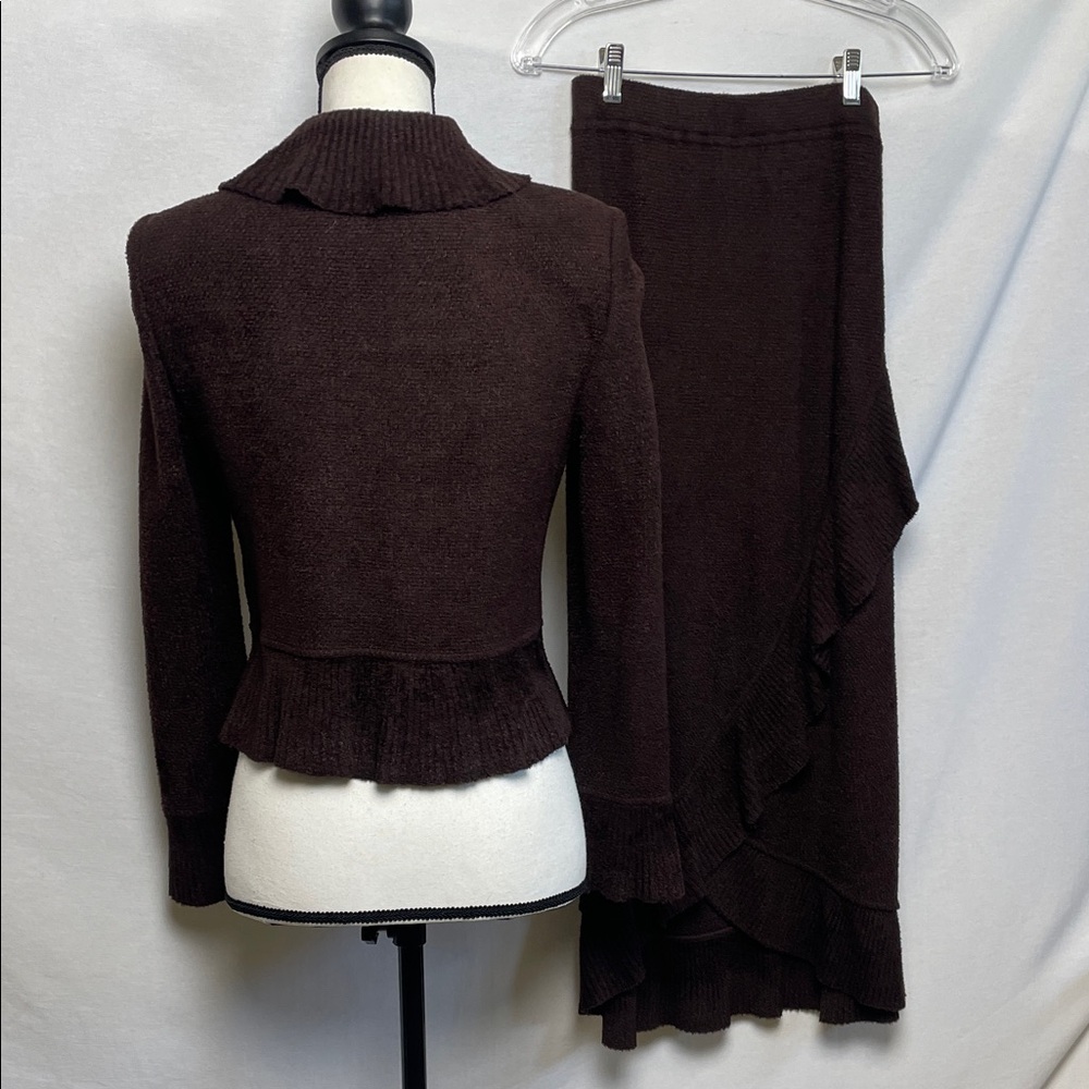 St. John 2 pc ruffle maxi sweater long sleeve bell sleeve Brown Women's Skirt - Picture 11 of 17